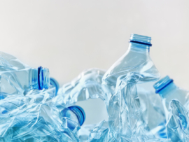 Crumpled plastic bottles to accompany an article on plastic recycling.